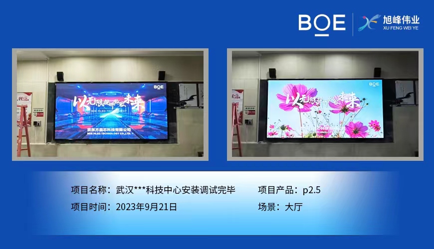 鄂州武漢**科技中心大廳P2.5安裝調試完畢