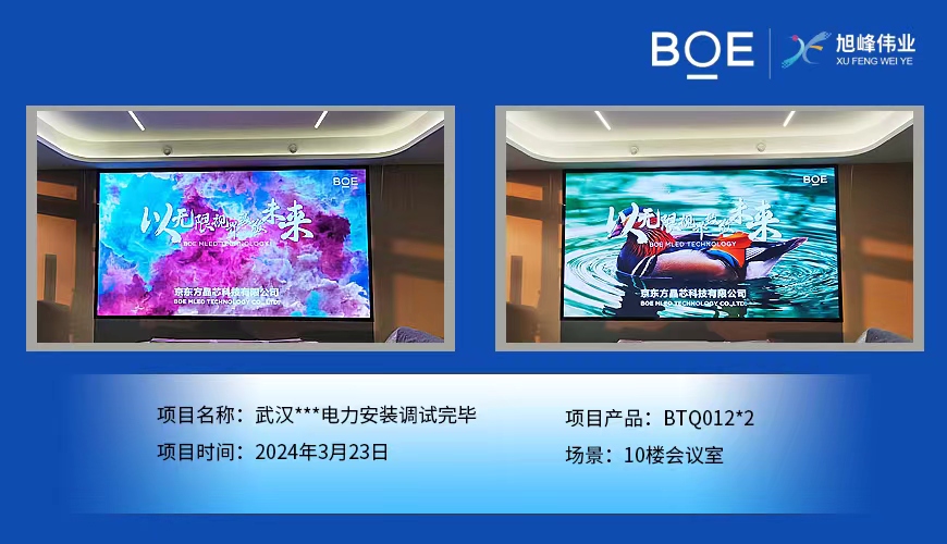 隨州武漢**電力10樓會(huì)議室2塊BTQ012安裝調(diào)試完畢